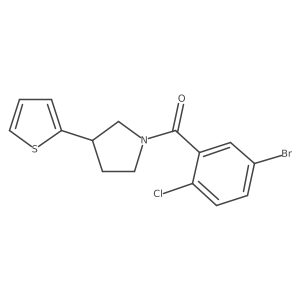 (5-Bromo-2-chlorophenyl)(3-(thiophen-2-yl)pyrrolidin-1-yl)methanone结构式
