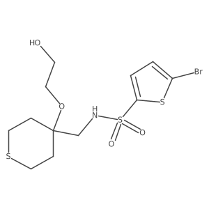 5-bromo-N-((4-(2-hydroxyethoxy)tetrahydro-2H-thiopyran-4-yl)methyl)thiophene-2-sulfonamide结构式