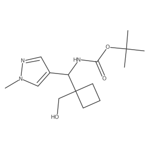 tert-butyl N-{[1-(hydroxymethyl)cyclobutyl](1-methyl-1H-pyrazol-4-yl)methyl}carbamate结构式
