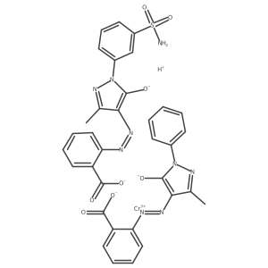 Cc1nn(-c2cccc(S(N)(=O)=O)c2)c([O-])c1N=Nc1ccccc1C(=O)[O-].Cc1nn(-c2ccccc2)c([O-])c1N=Nc1ccccc1C(=O)[O-].[Cr+3].[H+]结构式