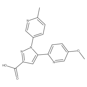 5-(5-methoxy-2-pyridyl)-1-(6-methyl-3-pyridyl)-1H-pyrazole-3-carboxylic acid结构式