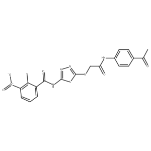 N-(5-((2-((4-acetylphenyl)amino)-2-oxoethyl)thio)-1,3,4-thiadiazol-2-yl)-2-methyl-3-nitrobenzamide结构式