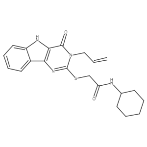 2-[(3-allyl-4-oxo-5H-pyrimido[5,4-b]indol-2-yl)sulfanyl]-N-cyclohexyl-acetamide Structure