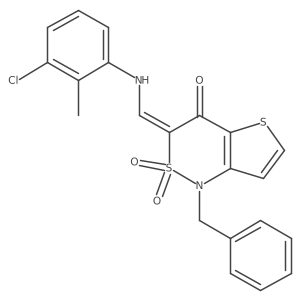 (Z)-1-benzyl-3-(((3-chloro-2-methylphenyl)amino)methylene)-1H-thieno[3,2-c][1,2]thiazin-4(3H)-one 2,2-dioxide结构式