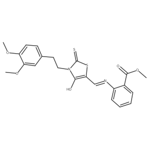 methyl 2-{[(E)-{3-[2-(3,4-dimethoxyphenyl)ethyl]-4-oxo-2-thioxo-1,3-thiazolidin-5-ylidene}methyl]amino}benzoate Structure