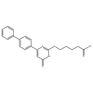 5-((4-([1,1'-Biphenyl]-4-yl)-6-oxo-1,6-dihydropyrimidin-2-yl)thio)pentanoic acid Structure
