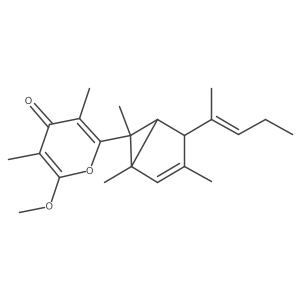 2-methoxy-3,5-dimethyl-6-[(1S,4S,5R,6S)-1,3,6-trimethyl-4-[(Z)-pent-2-en-2-yl]-6-bicyclo[3.1.0]hex-2-enyl]pyran-4-one Structure