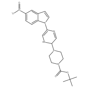 1,1-Dimethylethyl 4-[1,2-dihydro-5-(5-nitro-1H-indol-1-yl)-2-pyrazinyl]-1-piperazinecarboxylate结构式
