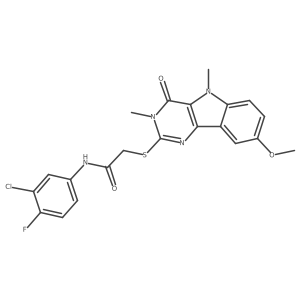N-(3-chloro-4-fluorophenyl)-2-({8-methoxy-3,5-dimethyl-4-oxo-3H,4H,5H-pyrimido[5,4-b]indol-2-yl}sulfanyl)acetamide Structure