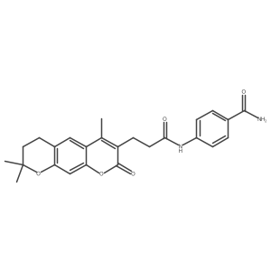 4-{[3-(4,8,8-trimethyl-2-oxo-7,8-dihydro-2H,6H-pyrano[3,2-g]chromen-3-yl)propanoyl]amino}benzamide结构式