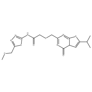 N-[5-(methoxymethyl)-1,3,4-thiadiazol-2-yl]-2-[(4-oxo-6-propan-2-yl-4aH-thieno[2,3-d]pyrimidin-2-yl)methylsulfanyl]acetamide Structure