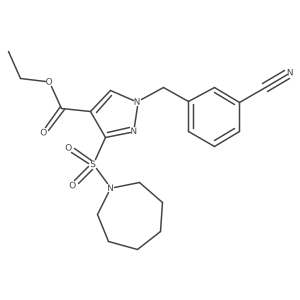 ethyl 3-(azepan-1-ylsulfonyl)-1-(3-cyanobenzyl)-1H-pyrazole-4-carboxylate结构式