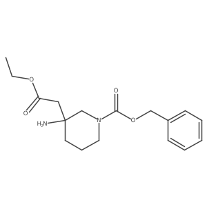 Benzyl 3-amino-3-(2-ethoxy-2-oxoethyl)piperidine-1-carboxylate结构式