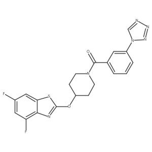 (3-(1H-tetrazol-1-yl)phenyl)(4-((4,6-difluorobenzo[d]thiazol-2-yl)oxy)piperidin-1-yl)methanone结构式