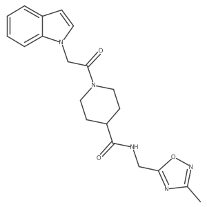 1-(2-(1H-indol-1-yl)acetyl)-N-((3-methyl-1,2,4-oxadiazol-5-yl)methyl)piperidine-4-carboxamide Structure