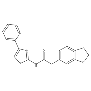 2-(2,3-dihydro-1-benzofuran-6-yl)-N-[4-(pyridin-2-yl)-1,3-thiazol-2-yl]acetamide Structure