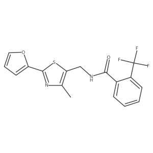 N-((2-(furan-2-yl)-4-methylthiazol-5-yl)methyl)-2-(trifluoromethyl)benzamide结构式