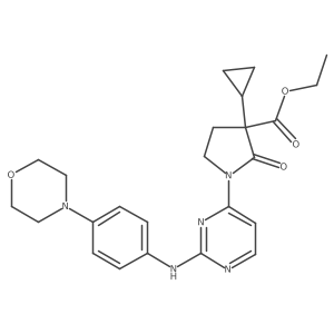 Ethyl 3-cyclopropyl-1-(2-((4-morpholinophenyl)amino)pyrimidin-4-yl)-2-oxopyrrolidine-3-carboxylate结构式