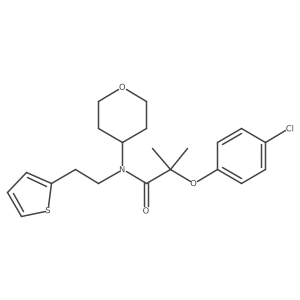 2-(4-chlorophenoxy)-2-methyl-N-(tetrahydro-2H-pyran-4-yl)-N-(2-(thiophen-2-yl)ethyl)propanamide Structure