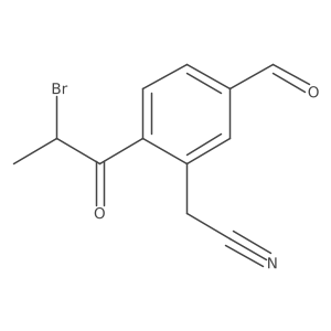 CC(Br)C(=O)c1ccc(C=O)cc1CC#N结构式