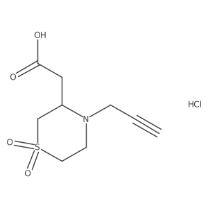 2-[1,1-Dioxo-4-(prop-2-yn-1-yl)-1lambda6-thiomorpholin-3-yl]acetic acid hydrochloride结构式