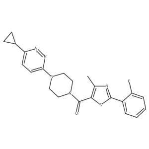 (4-(6-Cyclopropylpyridazin-3-yl)piperazin-1-yl)(2-(2-fluorophenyl)-4-methylthiazol-5-yl)methanone结构式