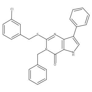 3-benzyl-2-((3-chlorobenzyl)thio)-7-phenyl-3H-pyrrolo[3,2-d]pyrimidin-4(5H)-one Structure
