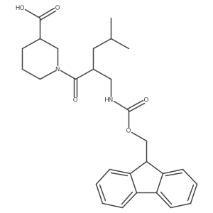 (3R)-1-{2-[({[(9H-fluoren-9-yl)methoxy]carbonyl}amino)methyl]-4-methylpentanoyl}piperidine-3-carboxylic acid Structure