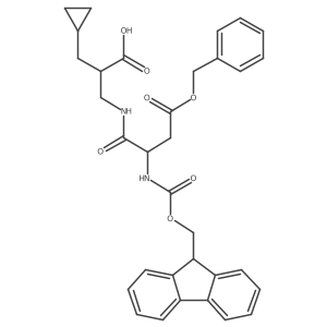 3-[(2S)-3-(benzyl carboxy)-2-({[(9H-fluoren-9-yl)methoxy]carbonyl}amino)propanamido]-2-(cyclopropylmethyl)propanoic acid结构式