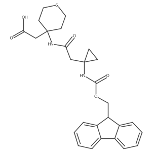 2-(4-{2-[1-({[(9H-fluoren-9-yl)methoxy]carbonyl}amino)cyclopropyl]acetamido}thian-4-yl)acetic acid结构式