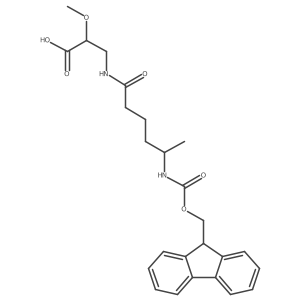 3-[5-({[(9H-fluoren-9-yl)methoxy]carbonyl}amino)hexanamido]-2-methoxypropanoic acid Structure