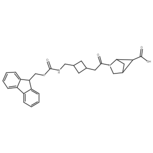 2-(2-{3-[({[(9H-fluoren-9-yl)methoxy]carbonyl}amino)methyl]cyclobutyl}acetyl)-2-azabicyclo[2.1.1]hexane-5-carboxylic acid Structure