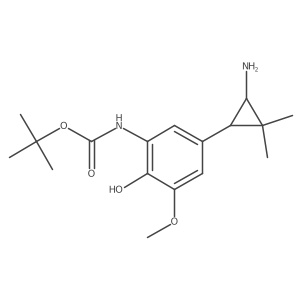 rac-tert-butyl N-{5-[(1R,3S)-3-amino-2,2-dimethylcyclopropyl]-2-hydroxy-3-methoxyphenyl}carbamate结构式