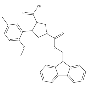 rac-(3R,4S)-1-{[(9H-fluoren-9-yl)methoxy]carbonyl}-4-(2-methoxy-5-methylphenyl)pyrrolidine-3-carboxylic acid Structure