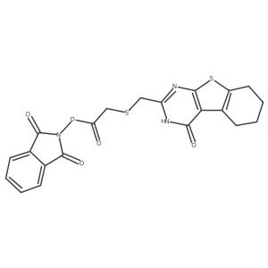 1,3-dioxo-2,3-dihydro-1H-isoindol-2-yl 2-[({3-oxo-8-thia-4,6-diazatricyclo[7.4.0.0,2,7]trideca-1(9),2(7),5-trien-5-yl}methyl)sulfanyl]acetate Structure