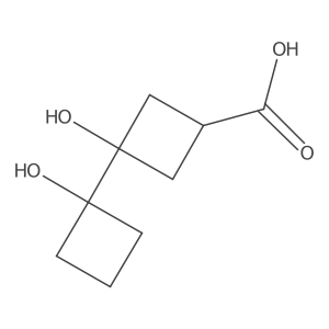 3-Hydroxy-3-(1-hydroxycyclobutyl)cyclobutane-1-carboxylic acid Structure