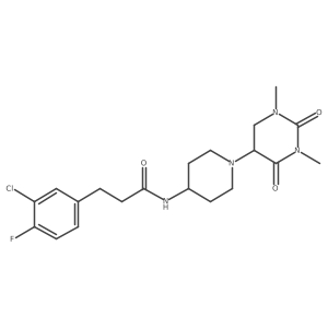 3-(3-chloro-4-fluorophenyl)-N-[1-(1,3-dimethyl-2,4-dioxo-1,3-diazinan-5-yl)piperidin-4-yl]propanamide结构式
