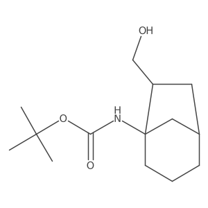 rac-tert-butyl N-[(1R,5S,7S)-7-(hydroxymethyl)bicyclo[3.2.1]octan-1-yl]carbamate结构式