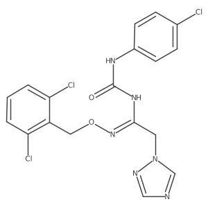 1-(4-chlorophenyl)-3-[(1Z)-1-{[(2,6-dichlorophenyl)methoxy]amino}-2-(1H-1,2,4-triazol-1-yl)ethylidene]urea Structure