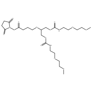 Poly(oxy-1,2-ethanediyl), I+/-,I+/-a(2)-[7-[4-[(2,5-dioxo-1-pyrrolidinyl)oxy]-4-oxobutoxy]-4,10-dioxo-5,9-dioxa-3,11-diazatridecane-1,13-diyl]bis[I-methoxy- Structure