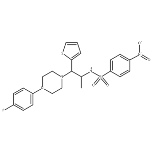 N-(1-(4-(4-fluorophenyl)piperazin-1-yl)-1-(thiophen-2-yl)propan-2-yl)-4-nitrobenzenesulfonamide结构式