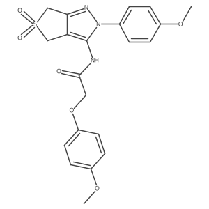 2-(4-methoxyphenoxy)-N-[2-(4-methoxyphenyl)-5,5-dioxo-2H,4H,6H-5lambda6-thieno[3,4-c]pyrazol-3-yl]acetamide Structure