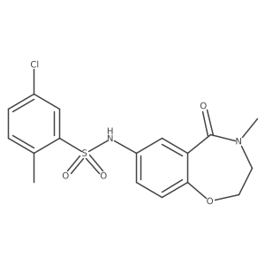 5-chloro-2-methyl-N-(4-methyl-5-oxo-2,3,4,5-tetrahydrobenzo[f][1,4]oxazepin-7-yl)benzenesulfonamide结构式