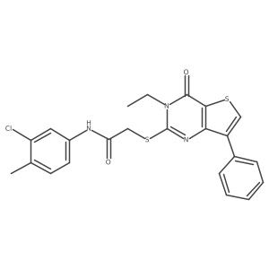 N-(3-chloro-4-methylphenyl)-2-[(3-ethyl-4-oxo-7-phenyl-3,4-dihydrothieno[3,2-d]pyrimidin-2-yl)sulfanyl]acetamide结构式