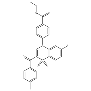 ethyl 4-[6-fluoro-2-(4-methylbenzoyl)-1,1-dioxido-4H-1,4-benzothiazin-4-yl]benzoate结构式