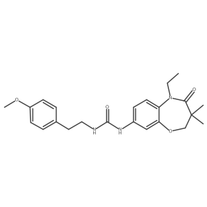 CCN1C(=O)C(C)(C)COc2cc(NC(=O)NCCc3ccc(OC)cc3)ccc21结构式