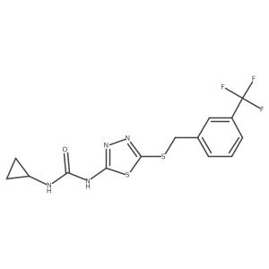 1-Cyclopropyl-3-(5-((3-(trifluoromethyl)benzyl)thio)-1,3,4-thiadiazol-2-yl)urea Structure