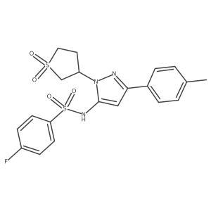 N-[1-(1,1-dioxo-1lambda6-thiolan-3-yl)-3-(4-methylphenyl)-1H-pyrazol-5-yl]-4-fluorobenzene-1-sulfonamide结构式