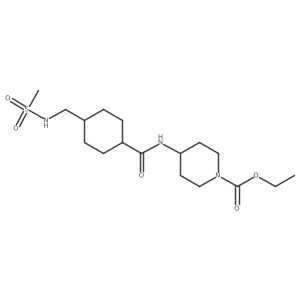 Ethyl 4-(4-(methylsulfonamidomethyl)cyclohexanecarboxamido)piperidine-1-carboxylate结构式