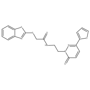 2-(benzo[d]thiazol-2-ylthio)-N-(2-(3-(furan-2-yl)-6-oxopyridazin-1(6H)-yl)ethyl)acetamide结构式